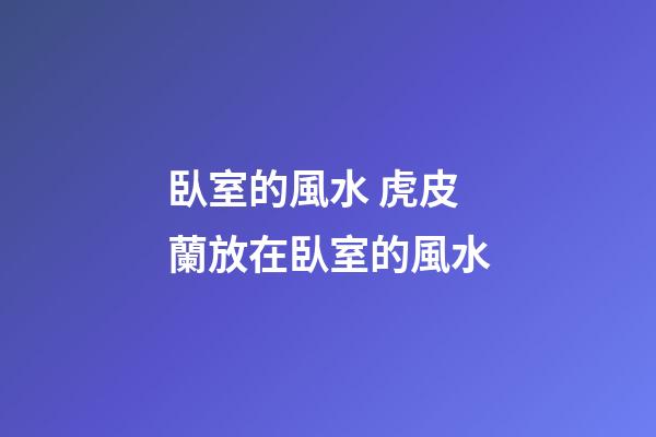 臥室的風水 虎皮蘭放在臥室的風水
